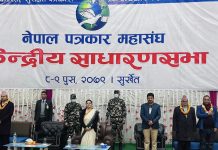 १५ बुँदे घोषणापत्र जारी गर्दै पत्रकार महासङ्घको साधारणसभा सम्पन्न