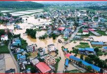 अविरल बर्षाका कारण हेटौंडाको बजार क्षेत्र डुबानमा